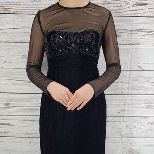 1990s vintage Ever Beauty beaded mesh cocktail dress